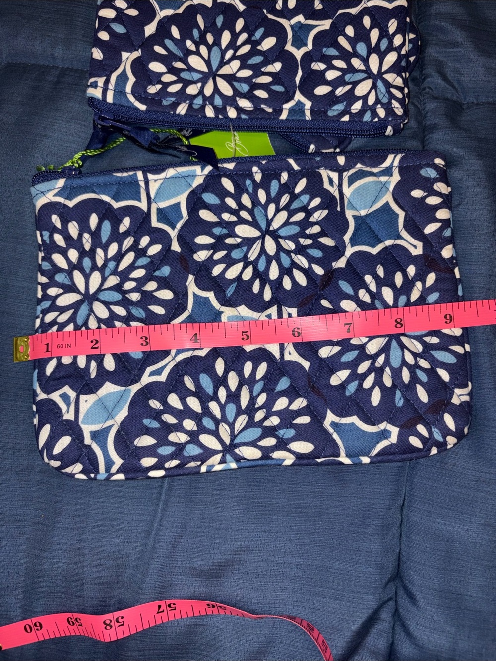 NWT Vera Bradley Cosmetic Trio Petal Splash Blue Floral 3-Piece Pouch Set - Picture 8 of 11
